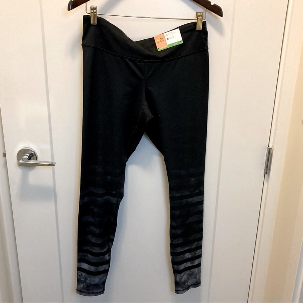 CHAMPION Sz L Black Straight Leg Pants  w/ Stripes NWT Sports Workout Athleisure